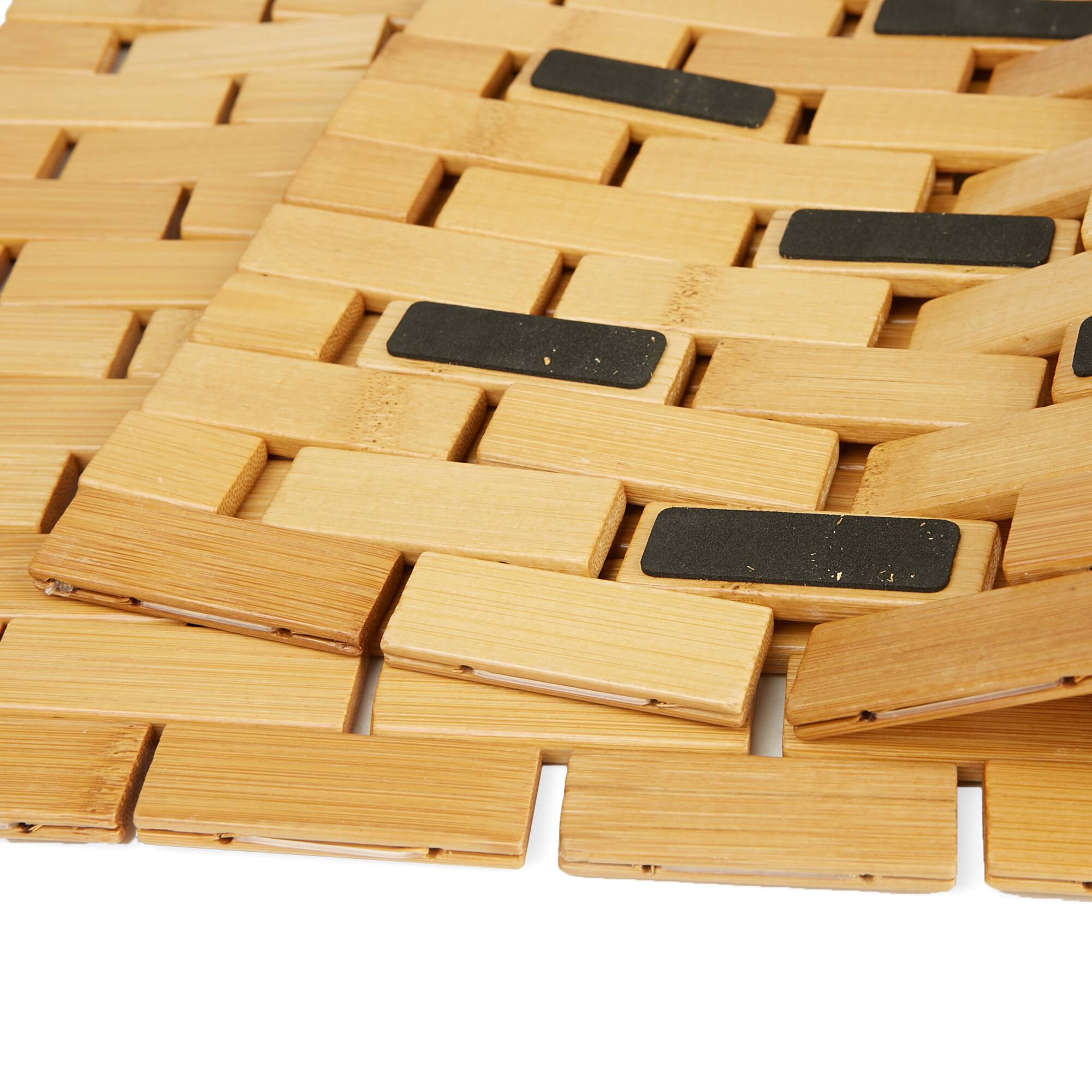 Mind Reader 23" Brown Luxury Bamboo Shower Bath Mat